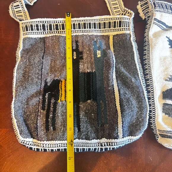 Woven Boho Wool Crossbody Shoulder Bags Llama & Fish Hippie Zipper Closures - Picture 4 of 9